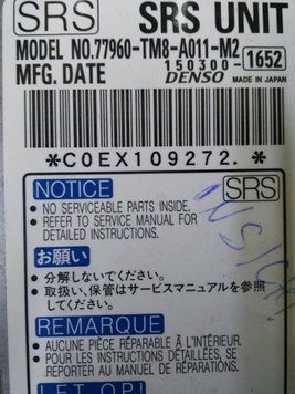 Ремонт блока SRS AIRBAG 77960-TM8-A011-M2 для Honda ALL model 137295 фото